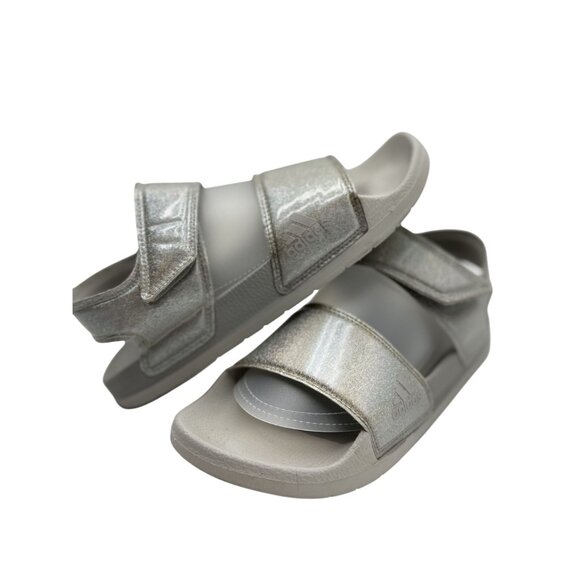 Adidas Kids Sandals Size 5 Silver Glitter Adjustable Straps - Picture 4 of 9